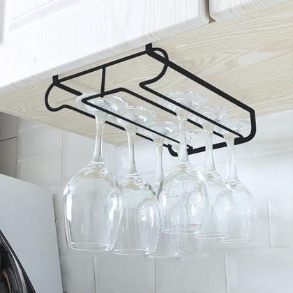 Imagem de Suporte de Metal para Taças encaixe armário prateleira preto