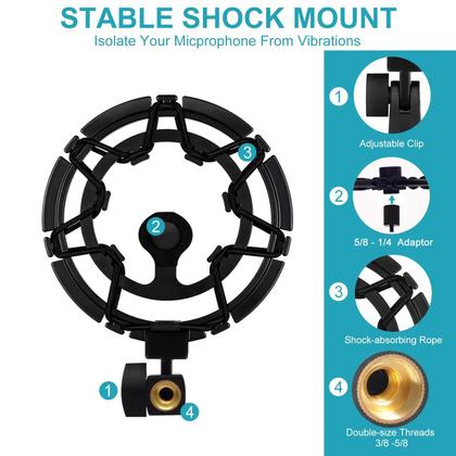 Imagem de Suporte de Microfone com Braço de Boom para Blue Yeti - Preto
