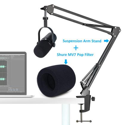 Imagem de Suporte de microfone SUNMON Shure MV7 Boom Arm com filtro Pop
