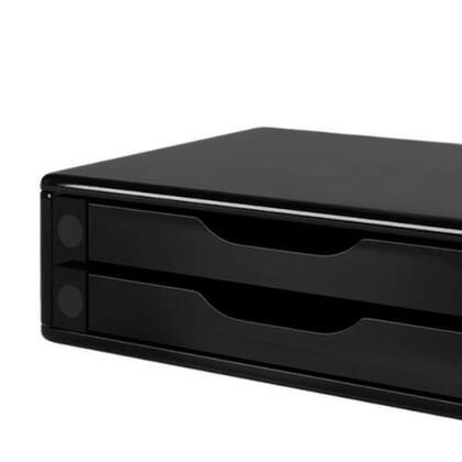 Imagem de Suporte de Monitor de Madeira com 2 Gavetas Preto