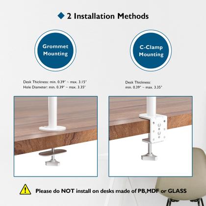 Imagem de Suporte de Monitor Duplo BONTEC - Branco - para Monitores LED/LCD de 13 a 27"