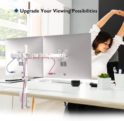 Imagem de Suporte de Monitor Duplo BONTEC - Branco - para Monitores LED/LCD de 13 a 27"
