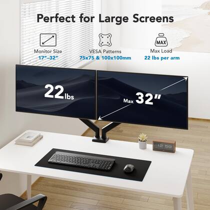 Imagem de Suporte de monitor duplo HUANUO para 2 monitores de até 32"