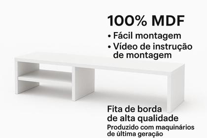 Imagem de Suporte de Monitor em MDF Branco TX 80cm com Prateleira Lateral Design Clean e Funcional