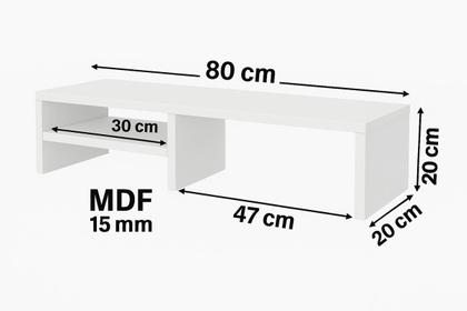 Imagem de Suporte de Monitor em MDF Branco TX 80cm com Prateleira Lateral Design Clean e Funcional