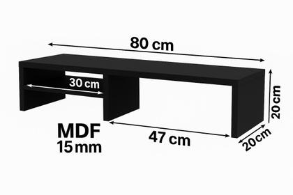Imagem de Suporte de Monitor em MDF Preto TX 80cm com Prateleira Lateral Design Moderno e Funcional