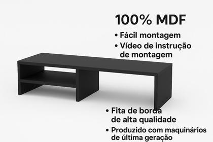 Imagem de Suporte de Monitor em MDF Preto TX 80cm com Prateleira Lateral Design Moderno e Funcional