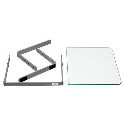 Imagem de Suporte de Monitor Reliza Office Prata com Vidro Incolor