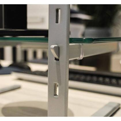 Imagem de Suporte de Monitor Reliza Office Prata com Vidro Incolor