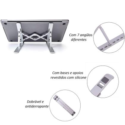 Imagem de Suporte De Notebook Articulado Aluminio Dobrável Ergonomico - Vision