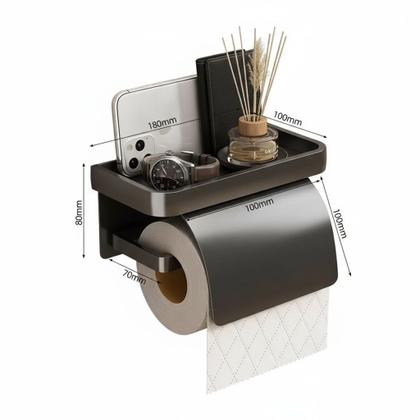 Imagem de Suporte de Papel Higiênico Suspenso Multifuncional para Banheiro com Armazenamento para Celular