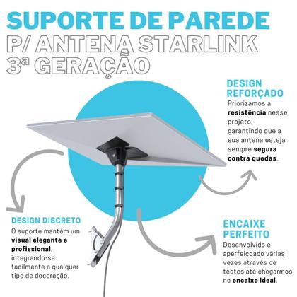 Imagem de Suporte de Parede Articulado Compatível com Antena de Internet Starlink 3ª Geração