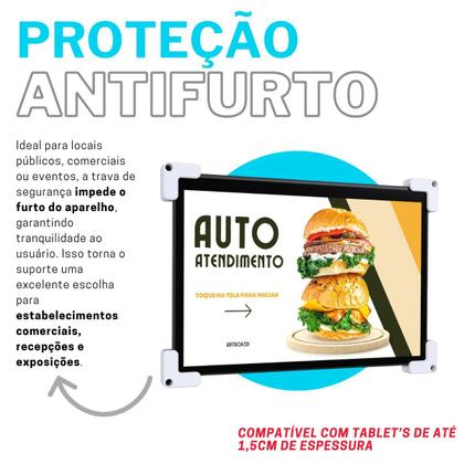 Imagem de Suporte de Parede com Trava Anti-Furto Compatível com Tablet's de até 1,5 cm Espessura