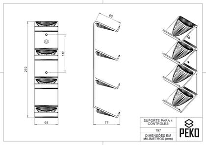 Imagem de Suporte De Parede Compatível Com 4 Controles Ps4 Ps3