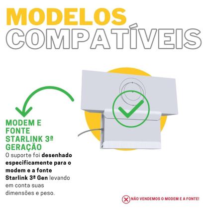 Imagem de Suporte de Parede Compatível com Modem Roteador Wi-Fi e Fonte Starlink 3ª Geração