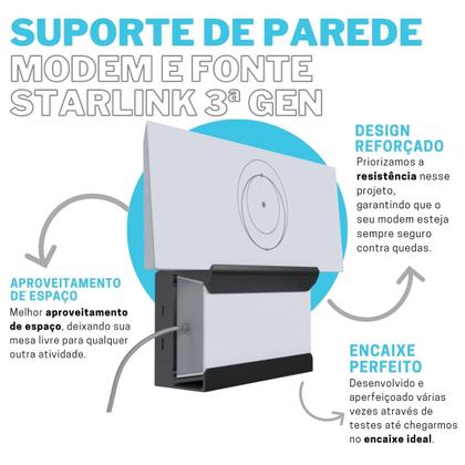 Imagem de Suporte de Parede Compatível com Modem Roteador Wi-Fi e Fonte Starlink 3ª Geração
