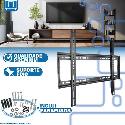Imagem de Suporte de Parede Fixo Slim para TV 23 a 63 Polegadas Universal Kit com 2 Unidades Aço Reforçado Até 50 Kg