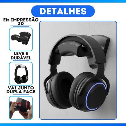 Imagem de Suporte De Parede Fone Headset Headphone Gamer Com Fita Dupla Face 3m