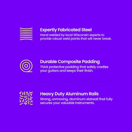 Imagem de Suporte de Parede para 5 Guitarras String Swing - Com Ganchos Acolchoados