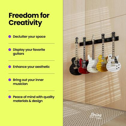 Imagem de Suporte de Parede para 5 Guitarras String Swing - Com Ganchos Acolchoados