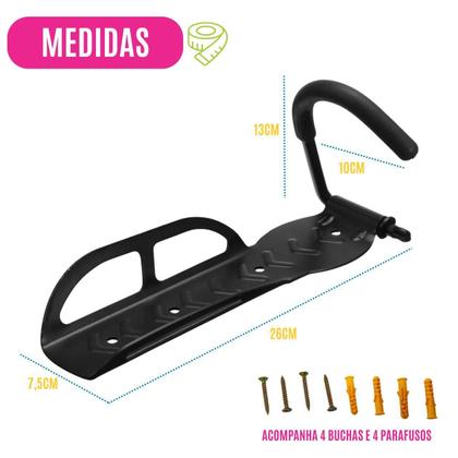 Imagem de Suporte De Parede para Bicicleta Gancho Vertical Material Reforçado para Aros Diversos com Parafusos para Garagem Quarto Oficina Casa Bike