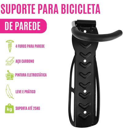 Imagem de Suporte De Parede para Bicicleta Gancho Vertical Material Reforçado para Aros Diversos com Parafusos para Garagem Quarto Oficina Casa Bike