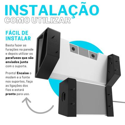 Imagem de Suporte de Parede para Modem Roteador Internet Wi-Fi Starlink e Suporte de Parede para Fonte Starlink 3ª Geração