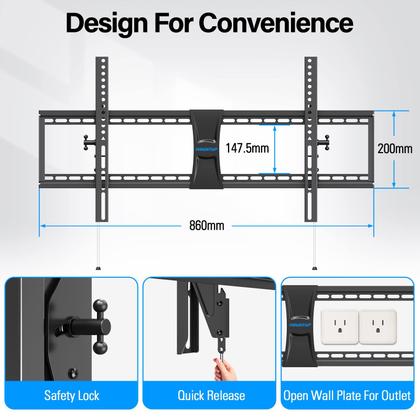 Imagem de Suporte de parede para TV MU0017 para 37-86" com inclinação de 120 libras