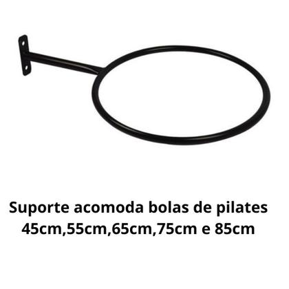 Imagem de Suporte de parede reforçado para bolas suiças-bolas pilates(preto)