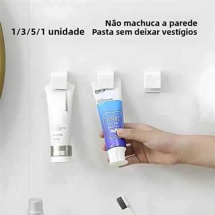 Imagem de Suporte De Parede Sem Furos Para Escovas De Dente E Pasta De Dente, Organizador De Acessórios Para