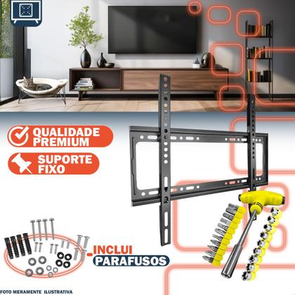Imagem de Suporte de Parede Universal Fixo 23 a 63 para TV LED LCD até 50kg com Jogo de Ferramentas 24 Peças