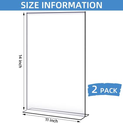 Imagem de Suporte de sinal de acrílico Shellwei 28 x 35,6 cm transparente (2 unidades)