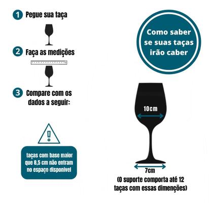 Imagem de Suporte de Taças fixo Vinho Bar Cozinha Organizador Fixo 12 Taças Elegante