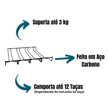 Imagem de Suporte de Taças fixo Vinho Bar Cozinha Organizador Fixo 12 Taças Elegante