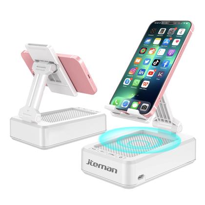 Imagem de Suporte de telefone com alto-falante Bluetooth JTEMAN portátil branco