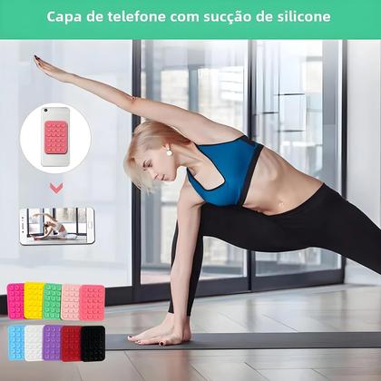 Imagem de Suporte de Telefone de Silicone com 24 Ventosas e Tapete Antiderrapante