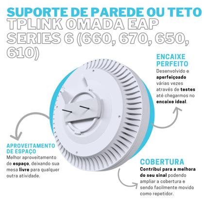 Imagem de Suporte de Teto e Parede Compatível com Roteador Modem WiFi Tplink Omada Eap Series 6 610, 650, 660, 670