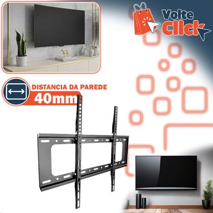 Imagem de Suporte de TV Parede 40 a 80 Polegadas Fixo Até 75 Kg TV Smart Plasma com Cabo HDMI 2 Metros e Cabo Tipo 8 Bipolar Kit Instalação
