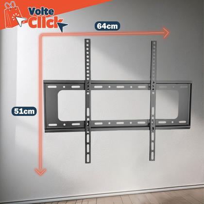 Imagem de Suporte de TV Parede 40 a 80 Polegadas Fixo Até 75 Kg TV Smart Plasma com Cabo HDMI 2 Metros e Cabo Tipo 8 Bipolar Kit Instalação