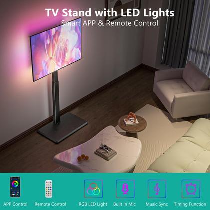 Imagem de Suporte de TV WALI Floor com luzes LED, TVs de 32 a 75" de até 50 kg