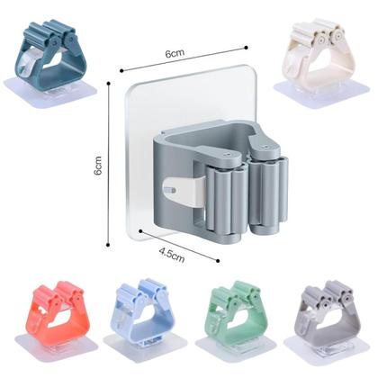 Imagem de Suporte De Vassoura Pá Mop Organizador De Parede Pendurar 1 Gancho Adesivo - Escolha Seu Kit