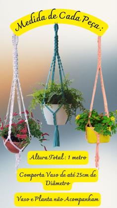 Imagem de Suporte Decorativo em Macramê, Arranjo de cordas Suspenso, Presente Ideal, Redinha para Planta