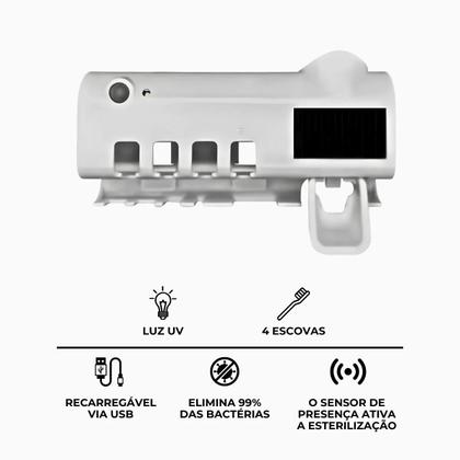 Imagem de Suporte Dipenser Com Esterilizador UV Porta Escova e Pasta de Dentes