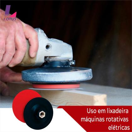 Imagem de Suporte Disco De Lixa C/tiras autocolantes Prato Lixadeira Esmerilhadeira Politriz - Lotus 4'' 115mm