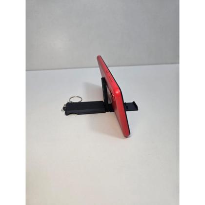 Imagem de Suporte dobrável de celular portátil com chaveiro  compacto, ajustável e ideal para viagem e mesa
