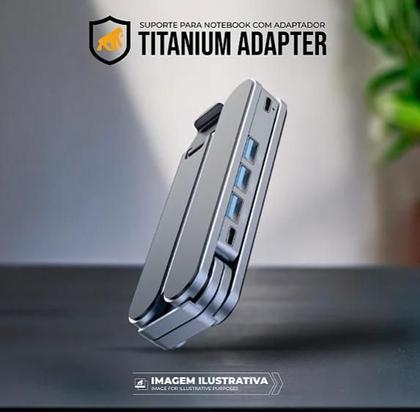 Imagem de Suporte Dobrável para Notebook com 3 Entradas USB 3.0 e Tipo C 6 Níveis de Altura, Alumínio Premium, Leve e Portátil Titanium Gshield