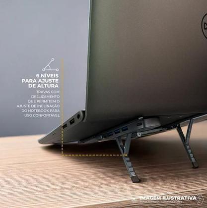 Imagem de Suporte Dobrável para Notebook com 3 Entradas USB 3.0 e Tipo C 6 Níveis de Altura, Alumínio Premium, Leve e Portátil Titanium Gshield