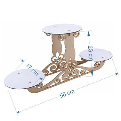 Imagem de Suporte Doces Triplo Cinzelado Linha Premium - Mdf Branco