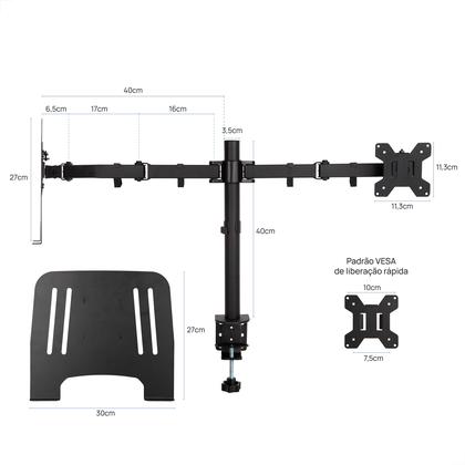 Imagem de Suporte Duplo Articulado De Mesa Monitor E Notebook Mori