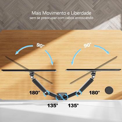 Imagem de Suporte duplo articulado de mesa para monitor de 32 com pistao a gas